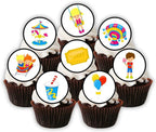 Fun Fair Edible Cupcake Toppers, Carnival Edible Cake Decorations, Carnival Theme Party Decorations, Circus Party Cake Toppers, 24 x 4cm / 1.5 Inch Wafer Card Discs