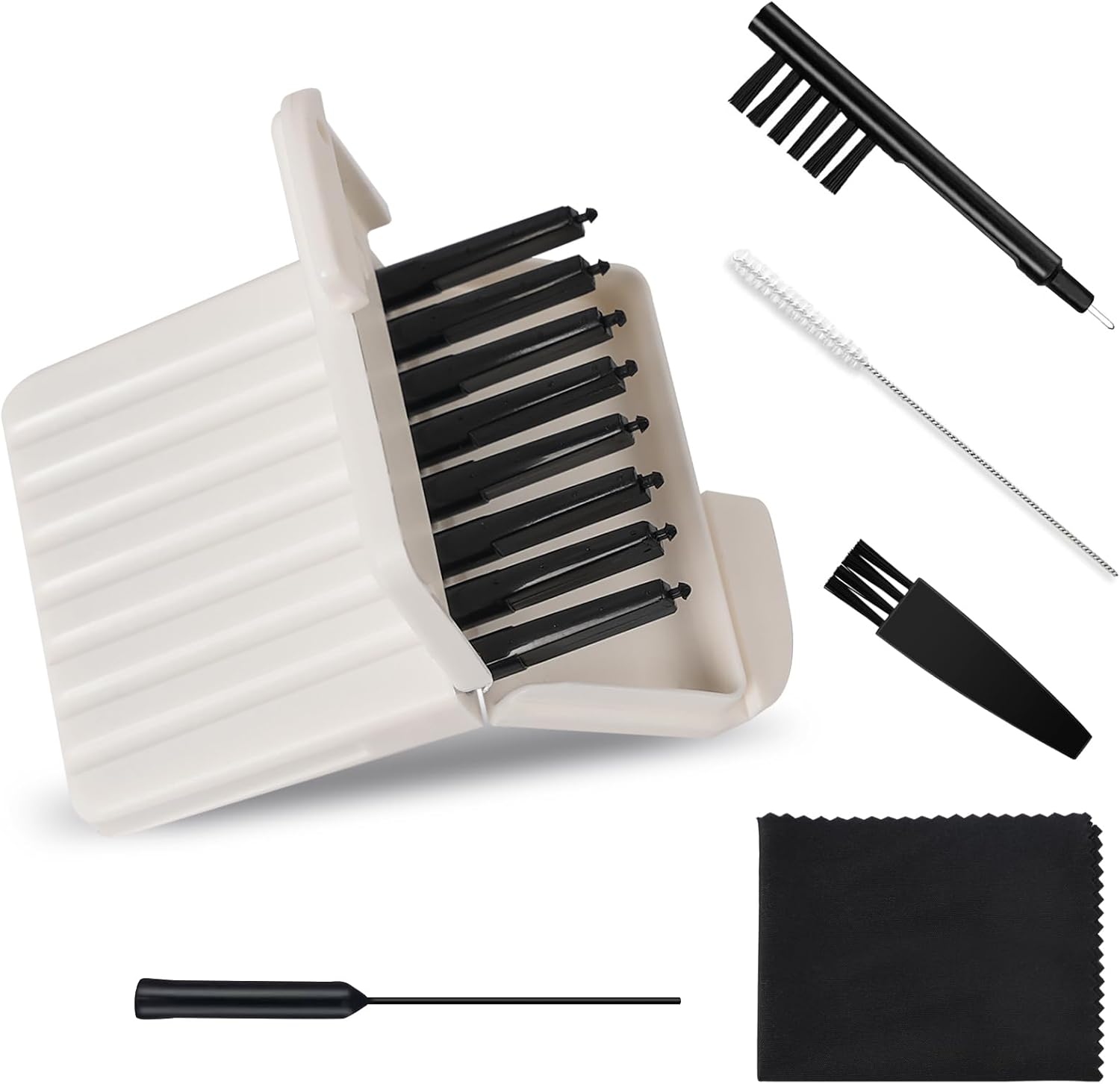 Hearing Aid Cleaning Kit, Hearing Aid Wax Guards Filters Cerumen,Hearing Aid Filters Compatible with Phonak,Widex and Resound Wax Traps Hear Clear Cleaning Kit Accessory ((8Filters Black 1Pack))