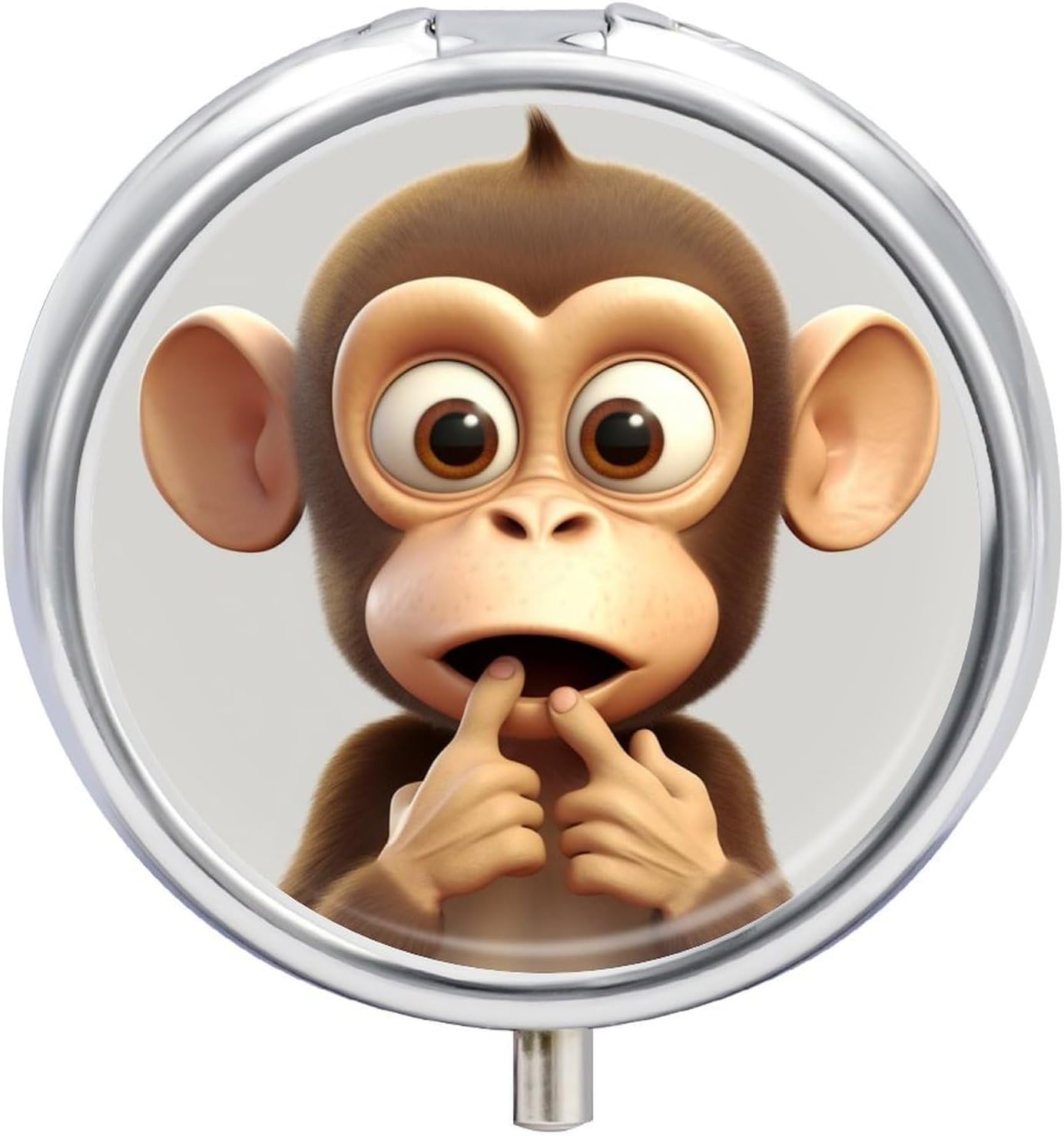 The Silent Monkey Pill Box Medicine Pill Organizer 3 Compartment Daily Pill Case Small Pill Container Round Pill Holder Travel Pill Box Metal Pill Case for Purse Pocket