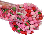 Valentines Rose Hearts Sprinkles Red Pink and Green Sprinkle Cupcake Cake Toppers Edible Cake Decorations