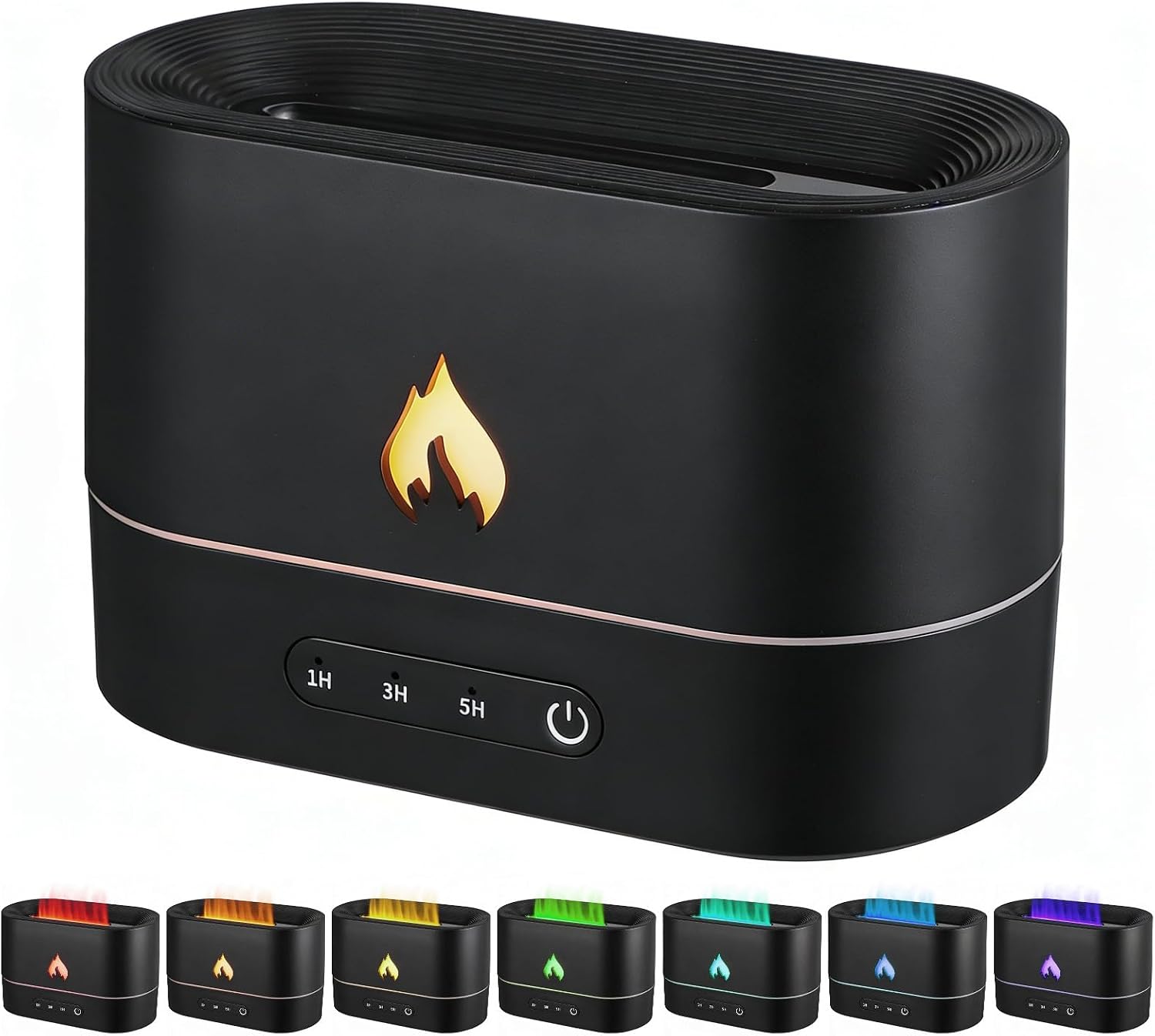 Essential Oil Diffuser, 250ml Humidifiers for Bedroom, Air Aroma Diffuser Humidifier with 7 Flame Colors, Quiet, Auto-Off Protection, 1H/3H/5H Timing, Cool Mist Humidifiers for Bedroom Home
