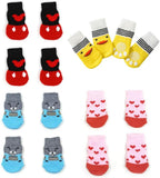 16 Pieces Dog Anti Slip Socks for Small Dogs, 4 Styles Non Skid Doggie Socks with Grips, Anti-Slip Indoor Puppy Cat Pet Paw Protection for Hardwood Floor Wear, Prevent Licking, S