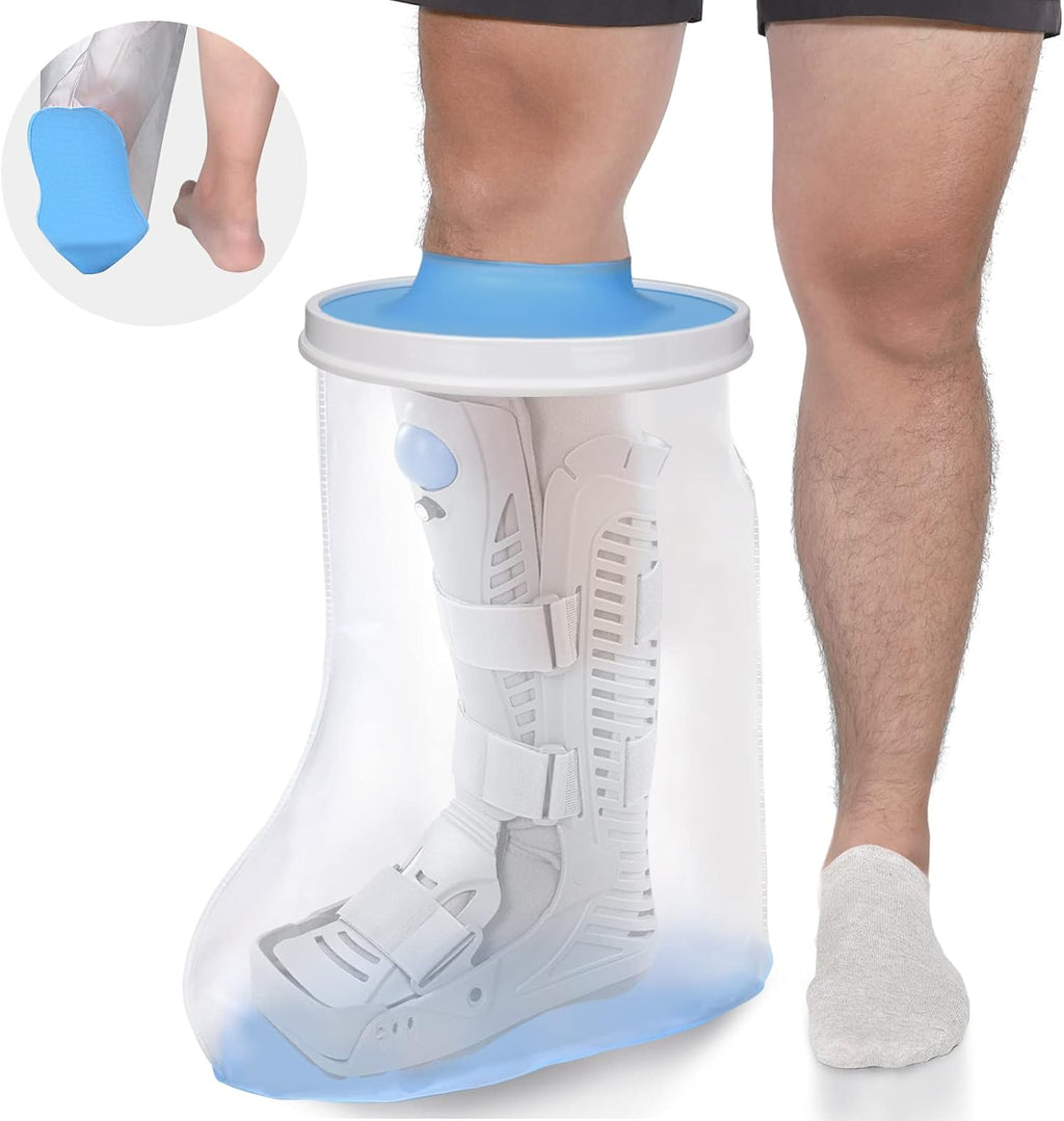 DNEOUXI Waterproof Extra Wide Leg Cast Cover for Shower, Extra Large Watertight Foot Protector Cover with Non-Slip Bottom for Plus Size Adults Surgery Casts Boots, Fits Leg Size 12"-29"