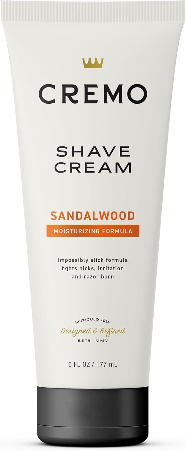 Cremo Sandalwood Shave Cream, Astonishingly Superior Ultra-Slick Shaving Cream for Men, Fights Nicks, Cuts and Razor Burn, 6 Fl Oz
