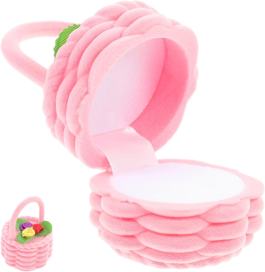 ABOOFAN Flower Basket Ring Box 3.22X2.16X2.16In Portable Engagement Ring Case Wedding Ceremony Jewelry Storage Organizer