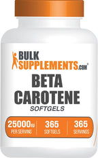 BulkSupplements.com Beta Carotene 25000 IU Softgels - Vitamin A Supplement, Beta Carotene Supplements - for Eye Support, Gluten Free, 1 Softgel per Serving, 365 Count (Pack of 1)