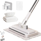 New 51/43/37/in Hands-Free Multi-Purpose Flat Mop – Lazy Cleaning & Face Towel Compatible with Locking Head for Wall Bathroom Toilet Corners Multi-Surface (43in)