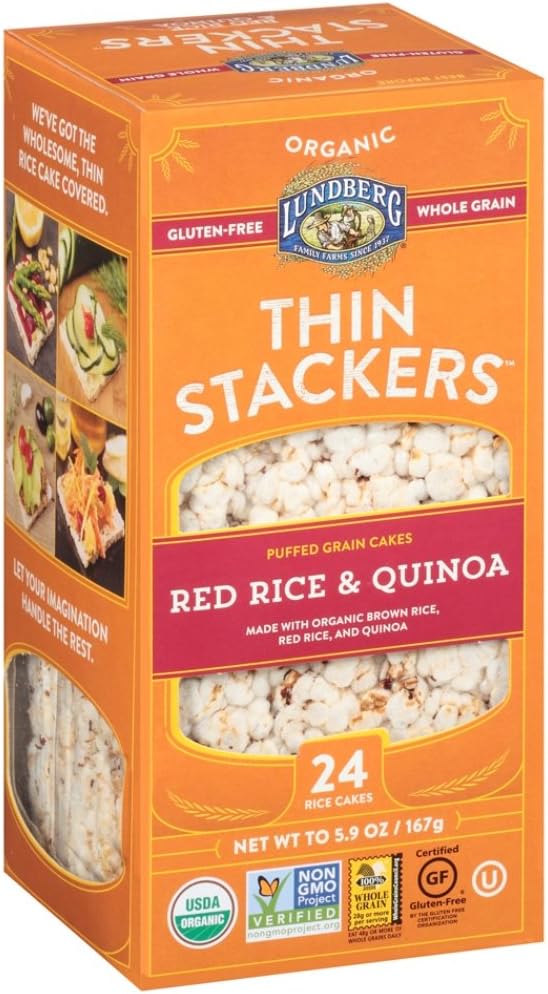 Lundberg Organic Thin Brown Rice Cakes, Red Rice & Quinoa, 6 oz (168 g)