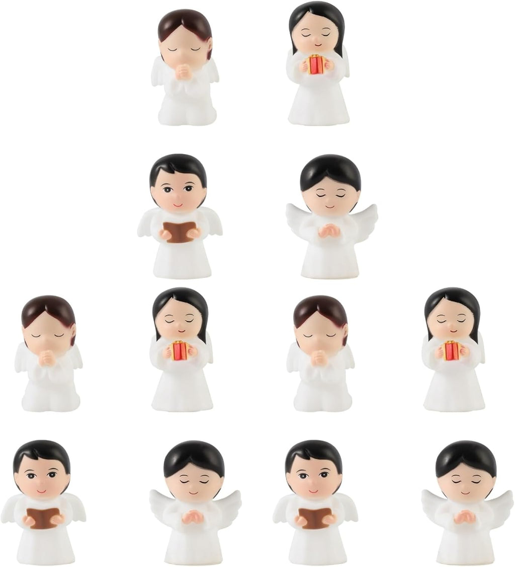 GANAZONO 12Pcs Mini Resin Pray Little Angel Fairy Cake Toppers Figurines Decorations Cherub Angel Statues Sculpture Outdoor Garden Decor