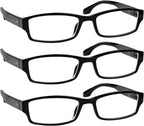 3 Pack Reading Glasses Traditional Rectangular Frames for Men/Women with Comfort Spring Loaded Hinges,Readers