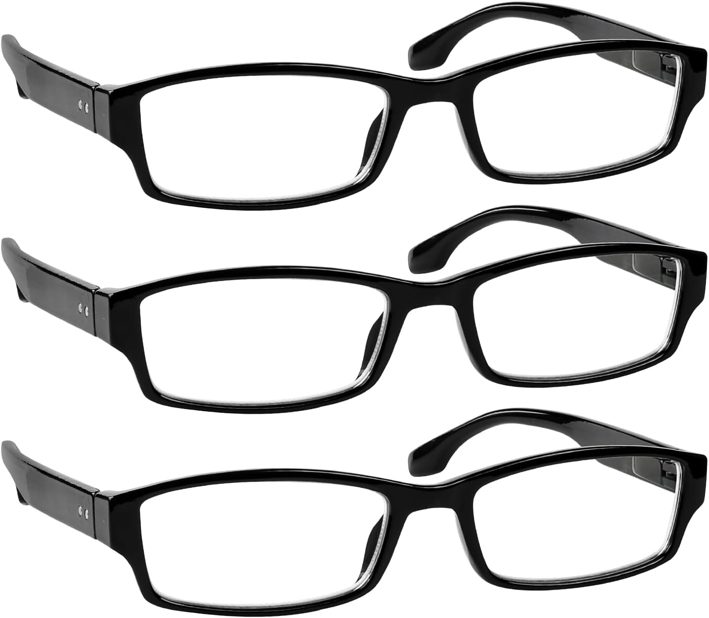 3 Pack Reading Glasses Traditional Rectangular Frames for Men/Women with Comfort Spring Loaded Hinges,Readers
