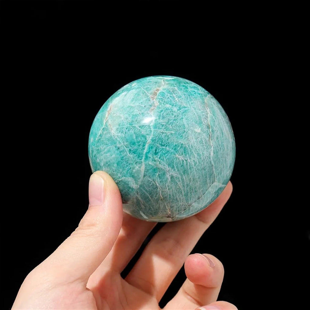 AtkitS Natural Amazonite Crystal Ball Magic Ball Amazonite Magic Divination Energy Home furnishings (Size : 5-6cm)