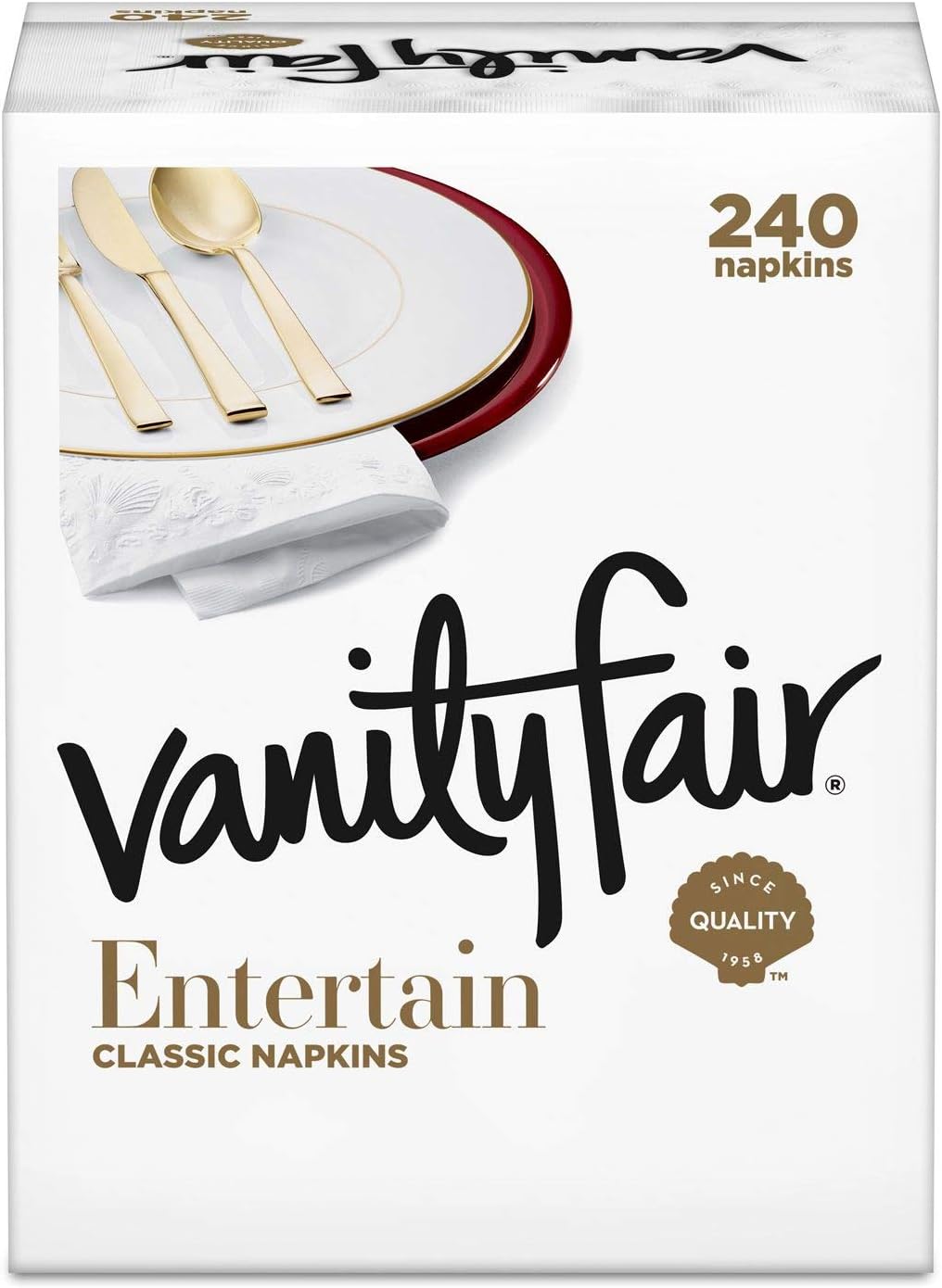 Vanity Fair 3-Ply Dinner Impressions Napkins, 240 Total Count (4 Pack of 60 pieces)