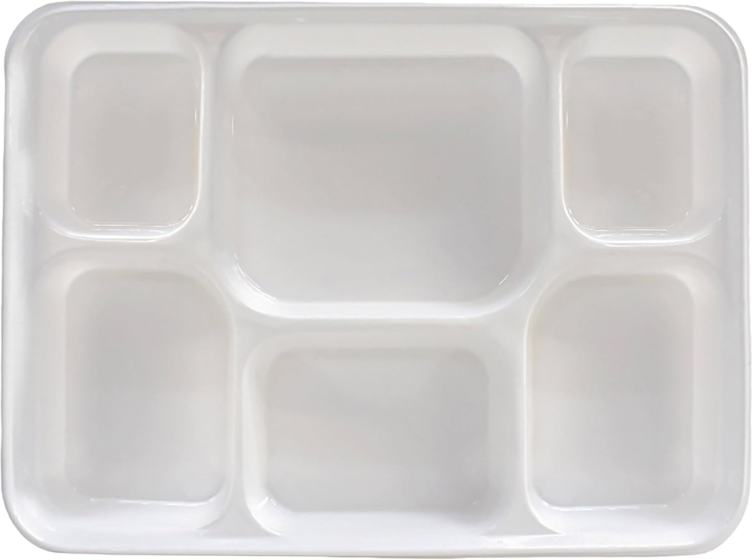 6 Compartment White Disposable Party Thali Plates (50 Pack)