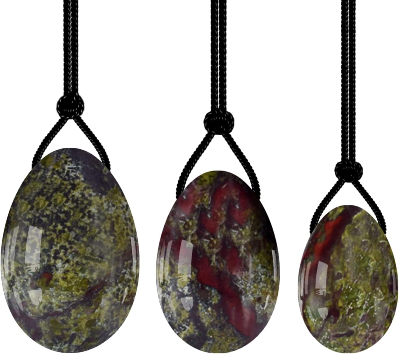 Drilled Yoni Egg Set Natural Rose Quartz Jade Eggs for Kegel Exercise Exercise Crystal Ball,Dragon Blood Eggs
