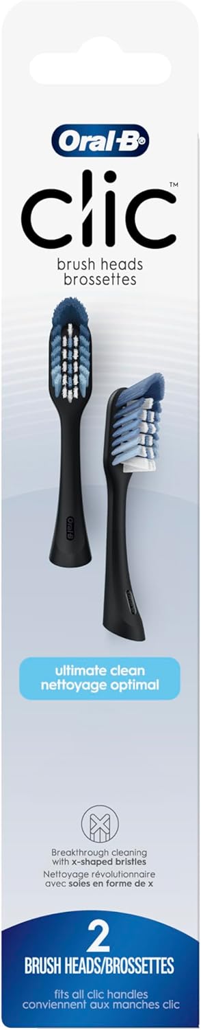 Oral-B Clic Toothbrush replacement heads, 2 count toothbrushes, black refill brush heads