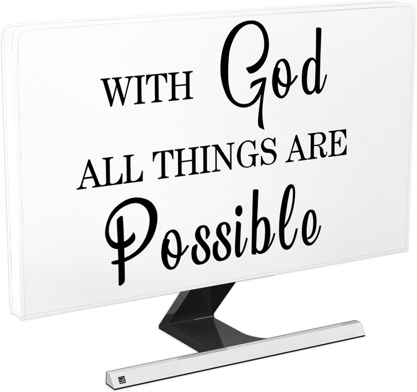 Baocicco with God All Things are Possible Waterproof Screen TV Cover 32 Inch Anti-Static Dustproof Protective Cover for LCD LED PC Desktop and Home Hanging TV Full Body Covers for TV Screen