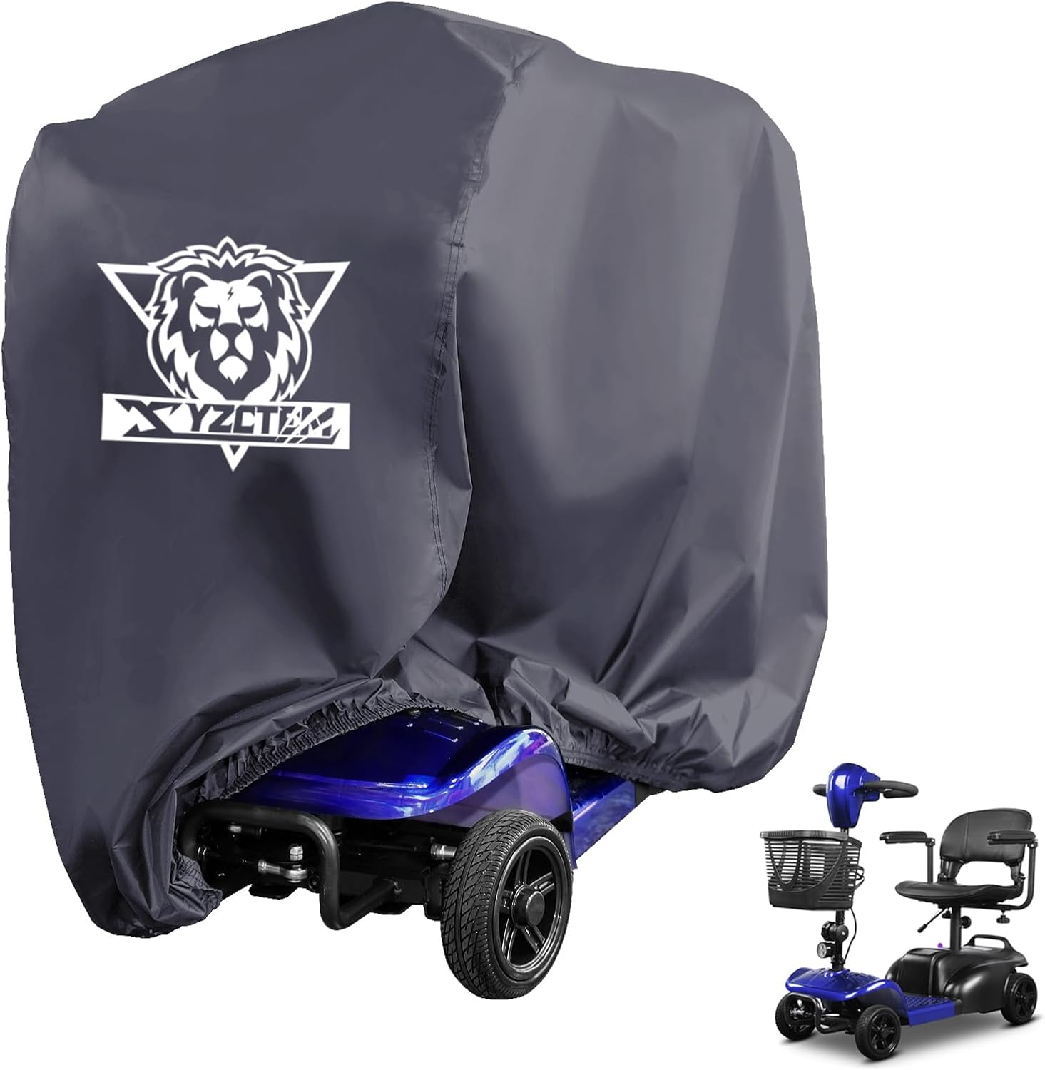 XYZCTEM Mobility Scooter Storage Cover,Heavy Duty 420D Polyester Oxford Waterproof,Durable, UV, Water Resistant Covers with Storage Bag & Protective Reflective Strip(Grey,48 inch Length)