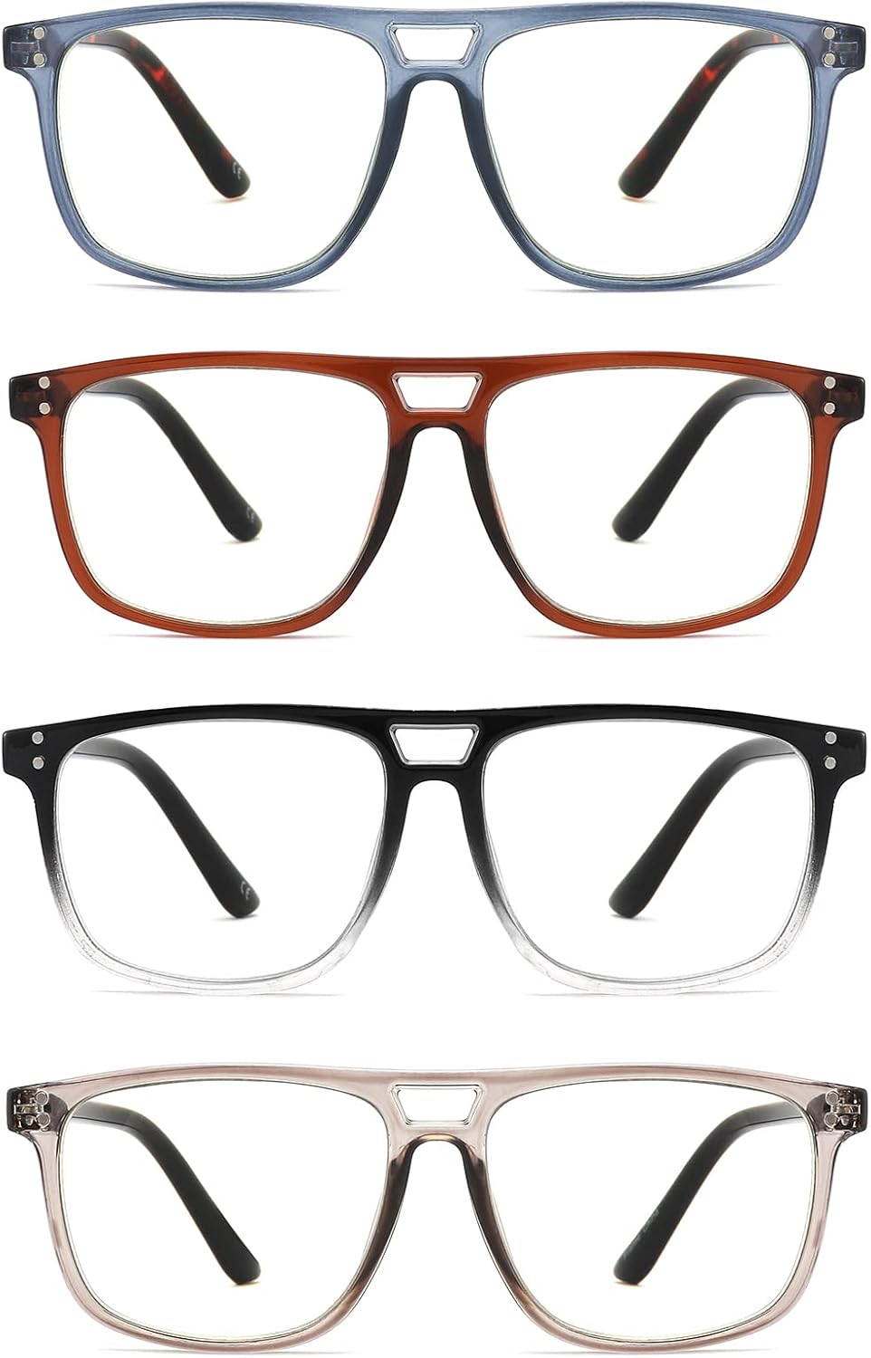 IVNUOYI 4 Pack Reading Glasses for Women Men,Blue Light Blocking Readers,Vintage Frame Eyeglasses with Spring Hinges