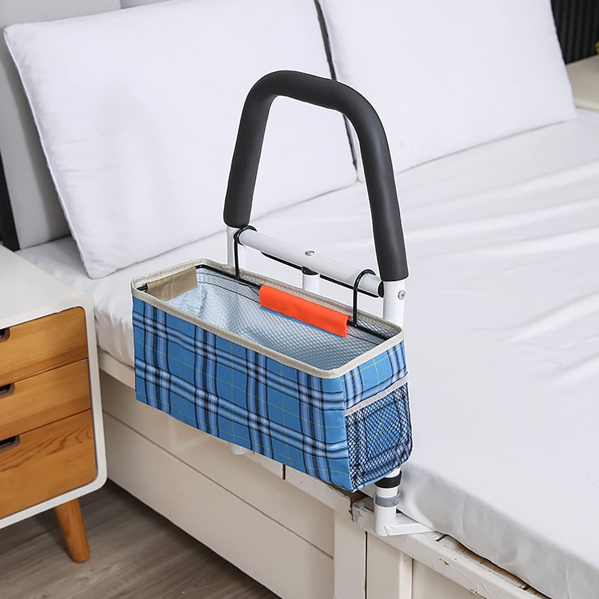Bed Assist Rail, Portable Safety Bed Lever, with Storage Pocket Bed Rail for Elderly, Pregnant Women, Children, People in Need,Blue,B