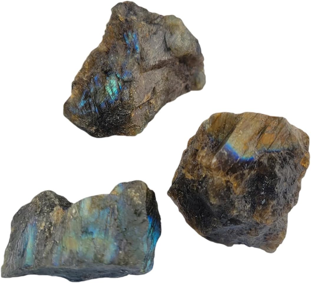 3-5Pcs Labradorite Natural Raw Crystals 1''-2'' Rough Stones Rocks for Tumbling Polishing Cabbing Gemstones Crystals and Healing Stones for Wicca Reiki,Fountian Rocks for Decorations (Labradorite)