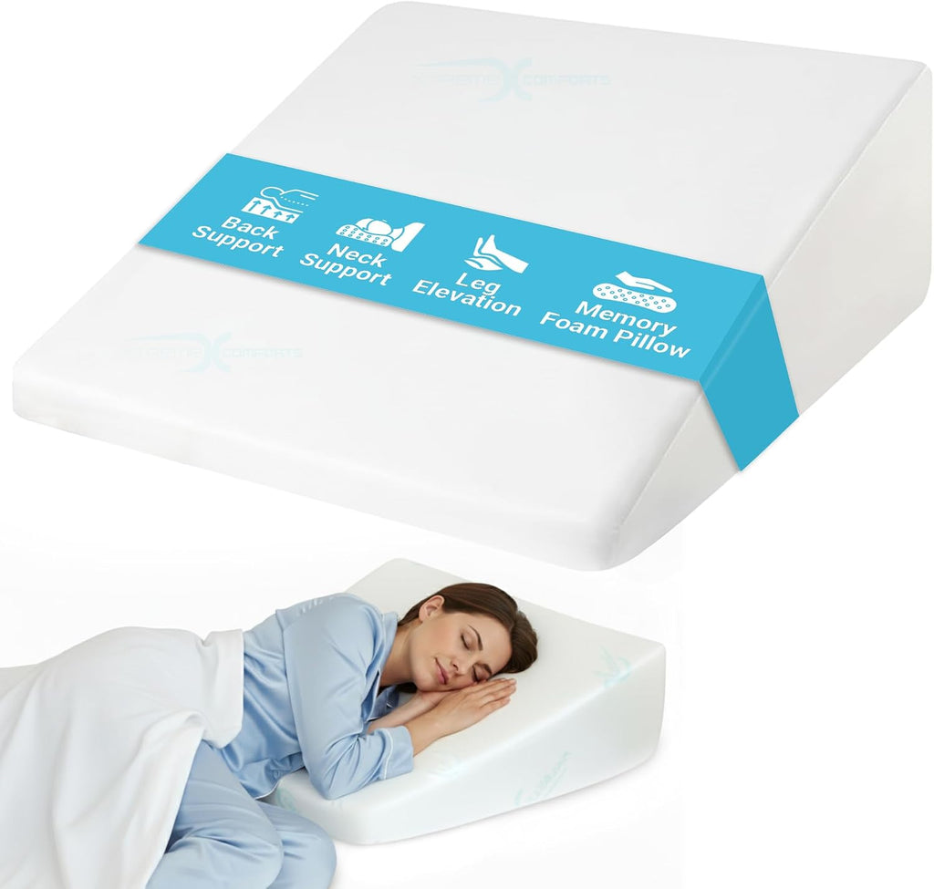Xtreme Comforts Wedge Pillow Headboard | 7 Inch Bed Wedge Pillow Cushion for Sleeping, Reading, and Lounging | Multi-Use Support for Upright Rest as a Sleep Apnea Pillow, Back Support & Leg Elevation