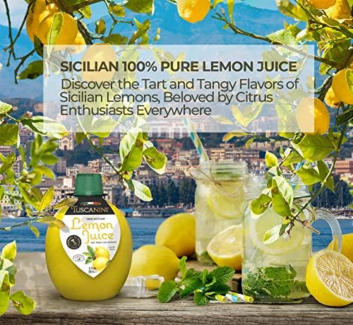 Tuscanini 100% Sicilian Lemon Juice, Not from Concentrate, 6.7oz Lemon Shaped Squeeze Bottle (3 Pack) No Water Added | Product of Italy | Certified Kosher (Including Passover)