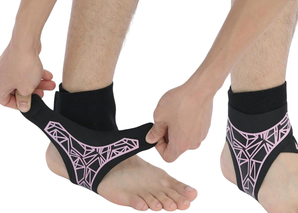 2 Pack Ankle Brace & Elastic Supports for Men & Women, Ankle Support Ankle Compression Sleeve, Plantar Fasciitis Relief Achilles Tendonitis Brace Achilles Tendonitis Wrap (Pink, S/M)