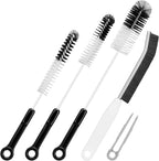Bottle Cleaning Brush Set - Long-Handled Flexible Brush Head, with Bottle Neck Thread Gap Brush, for Cleaning Narrow Neck Water, Beer, Wine, Baby Bottles, Pipes, Tubes, Hoses, and Flasks