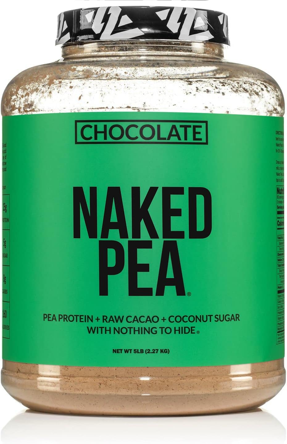NAKED Nutrition Chocolate Pea Protein Isolate - 5Lb Bulk, NSF Certified, Plant Based, Vegetarian & Vegan Protein. Easy to Digest, Non-GMO, Gluten Free, Lactose Free, Soy Free