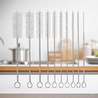10-Piece Nylon Tube Cleaning Brush Set: Ideal for Narrow Neck Bottles and Cups,White