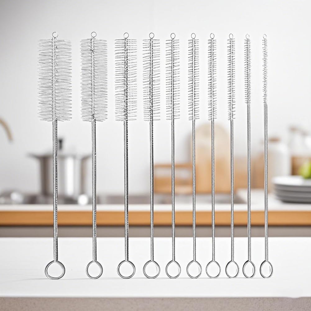 10-Piece Nylon Tube Cleaning Brush Set: Ideal for Narrow Neck Bottles and Cups,White