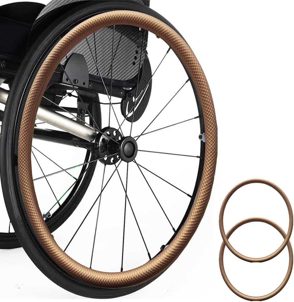 1 Pair 20/22/24 inch Wheelchair Push Rim Covers, Non-Slip Wear-Resistant Hand Push Protective Cover, Silicone Wheelchair Handrim Covers, Rear Wheel Grips Cover,Copper,22inch