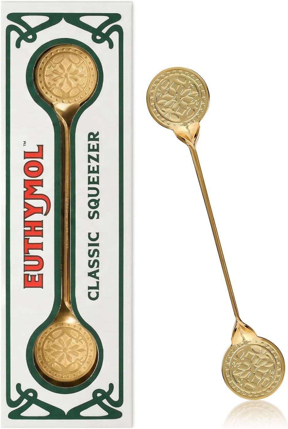 EUTHYMOL Classic Toothpaste Squeezer (Gold) - Luxury Metal Tube Roller, Aesthetic Bathroom Accessory, Vintage Gift for Euthymol Lovers, Tube Squeezer, Perfectly Compatible with Euthymol Toothpastes