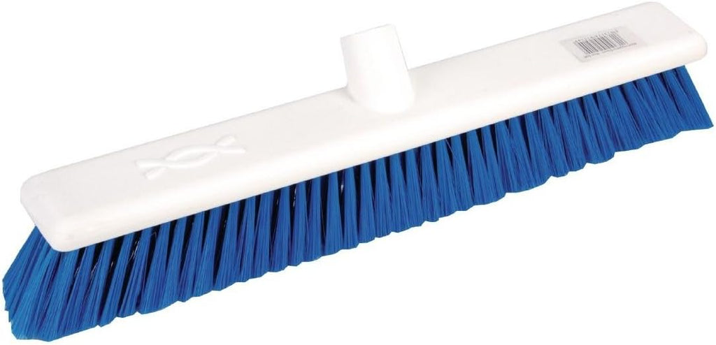 Jantex Hygiene Broom Soft Bristle Blue 18In Brush Only Sweeping Cleaning