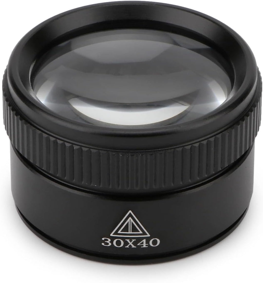 Rongon 30X Portable Pocket Reading Magnifier Optics Loupes Mini Desk Magnifier Loop Microscope Magnifying Glass Lens for Jeweler Stamps Maps Antiques Magazines Electronics (30X 40MM)