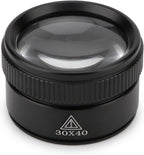 Rongon 30X Portable Pocket Reading Magnifier Optics Loupes Mini Desk Magnifier Loop Microscope Magnifying Glass Lens for Jeweler Stamps Maps Antiques Magazines Electronics (30X 40MM)