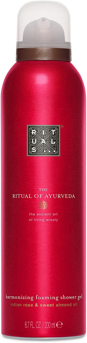 RITUALS The of Ayurveda Foaming Shower Gel - Fragrant Body Wash with Sweet Almond Oil & Indian Rose - 6.7 Fl Oz