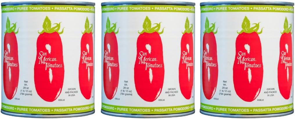 SMT San Merican Tomato, Canned Puree Tomatoes, 28 oz Pack of Three