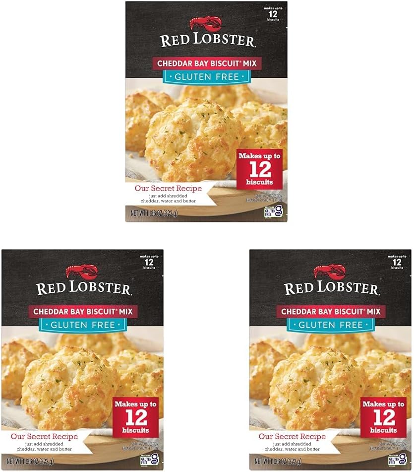Red Lobster Gluten Free Cheddar Bay Biscuit Mix With Garlic Herb Seasoning, Cheddar Gluten Free Biscuit Mix, 11.36 Oz Box (Pack of 3)