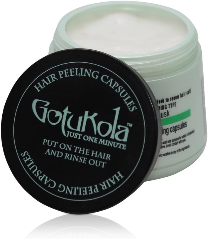 Gotukola Hair Mask with Peeling Capsules Nourishing and Treat with Gotu Kola Herb to Renew Hair Cell and Treated all Straightening Type for all Hair Types 500 milliliter 16.9fl.oz (Green)