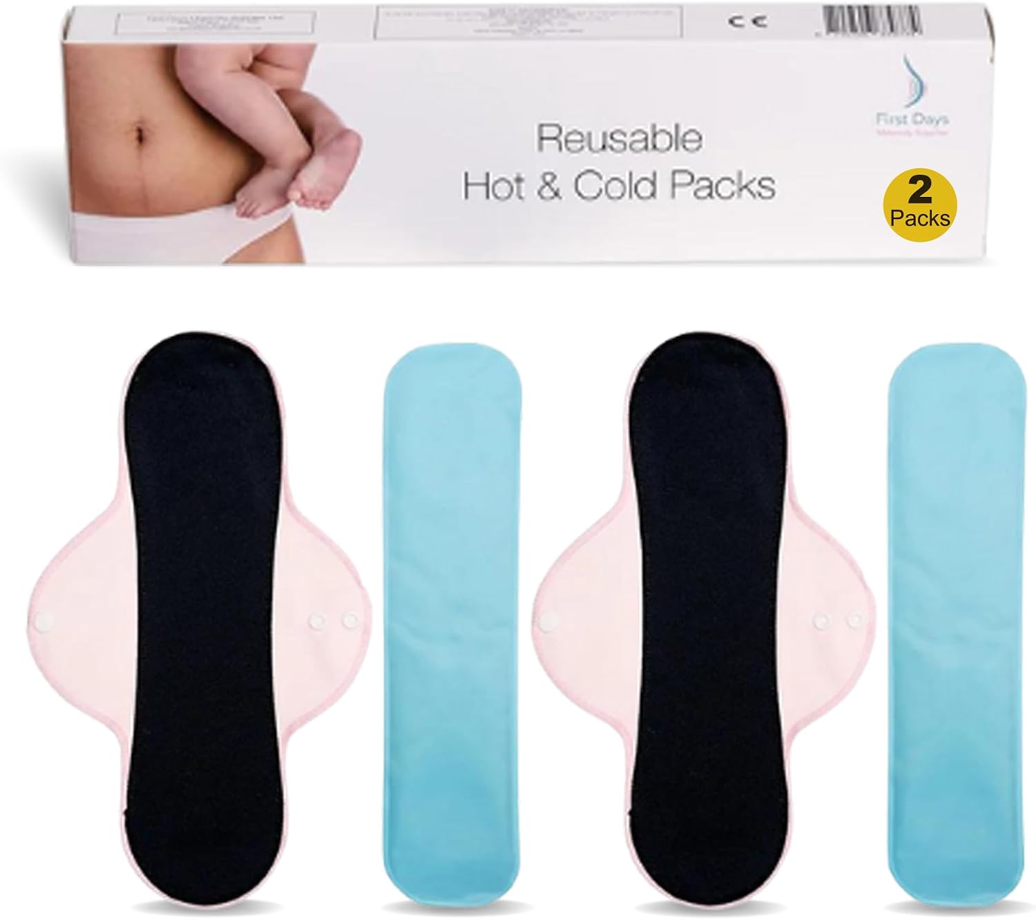 First Days Maternity - Reusable Hot & Cold Packs (2) for Postpartum Recovery, Episiotomy Relief, Haemorrhoids, Bruising and More. Warm and Cool Therapy