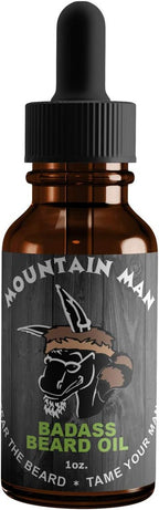 Badass Beard Care Oil for Men - Mountain Man Scent, 1 oz - All Natural Ingredients, Keeps Beard and Mustache Full, Soft and Healthy