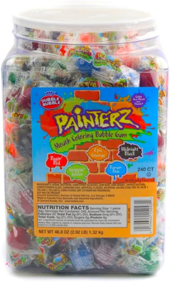 Dubble Bubble Painterz Mouth Coloring Bubble Gum - Tub of 240
