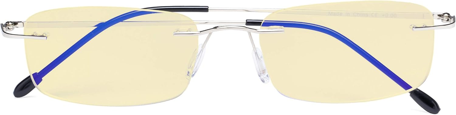 CessBlu Blue Light Blocking Glasses for Men Women Reading Computer Anti Glare UV Protection Eyeglasses Rimless Bendable