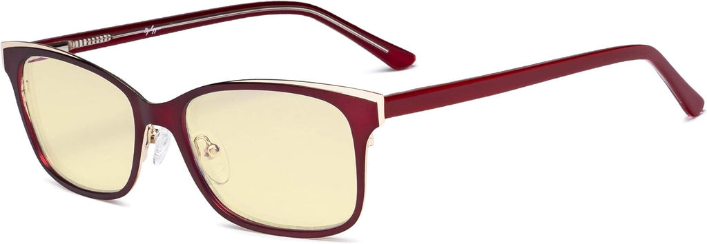 Eyekepper Ladies Blue Light Blocking Glasses with Yellow Filter Lens - Design Computer Eyeglasses Women Anti Glare - Reduce Blue Rays Eye Strain - Red