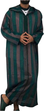 RTTUIOP Thobe For Men Long Sleeve Kaftan Muslim Men Clothing Islamic Caftans Ethnic Kurta Prayer Ramadan Thobe Robes