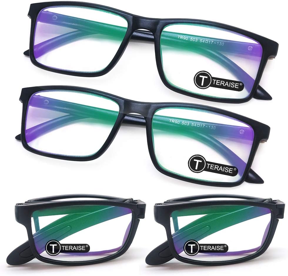 TERAISE 4-Pack Blue Light Blocking Reading Glasses Folding Reading Glasses Folden Readers Lightweight