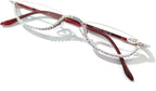 Melrose Rhinestone Reading Glasses Half Moon Oval Anti Blue Light Reading Glasses Comfortable Red Frame Y05