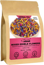 FullChea - Mixed Edible Flowers - 1oz/29g - Natural Dried Calendula, Cornflower, and Rose Petals - Culinary Grade - Cake Decorations - Caffeine-Free - Perfect for Cakes & Drinks